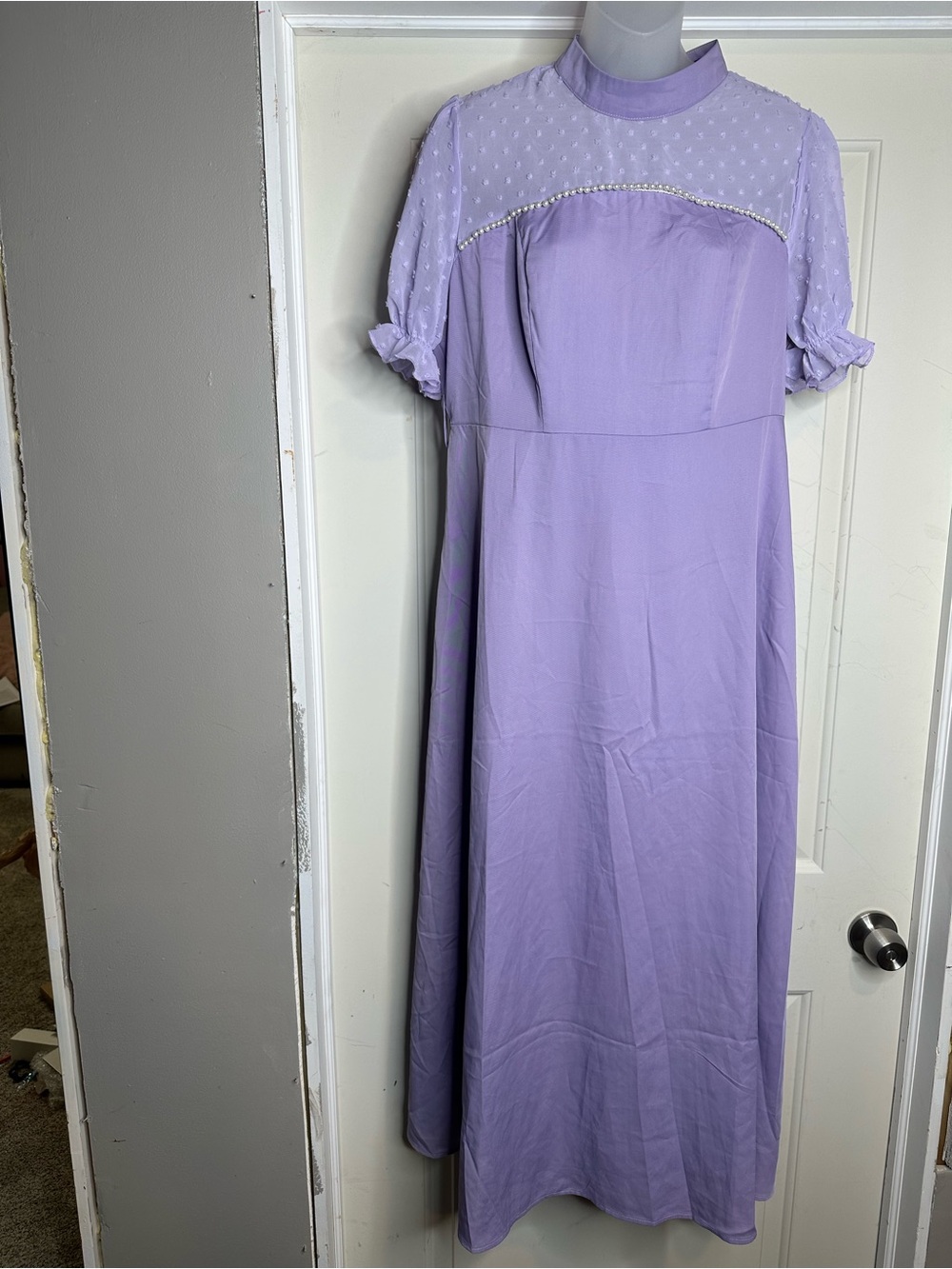 SHEIN Lavender Maxi Dress with Dotted Yoke